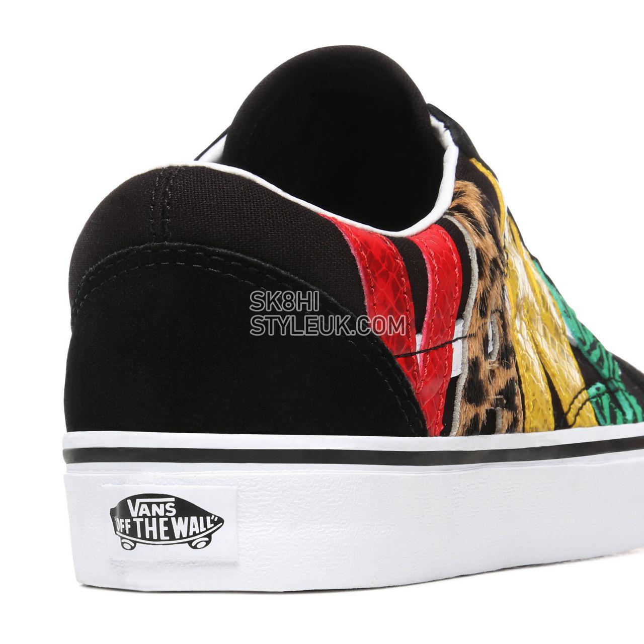 Vans Multi Animal Old Skool Black Classic Womens - (Multi Animal) Rasta/Black VN0A4U3BXF1 Shoes