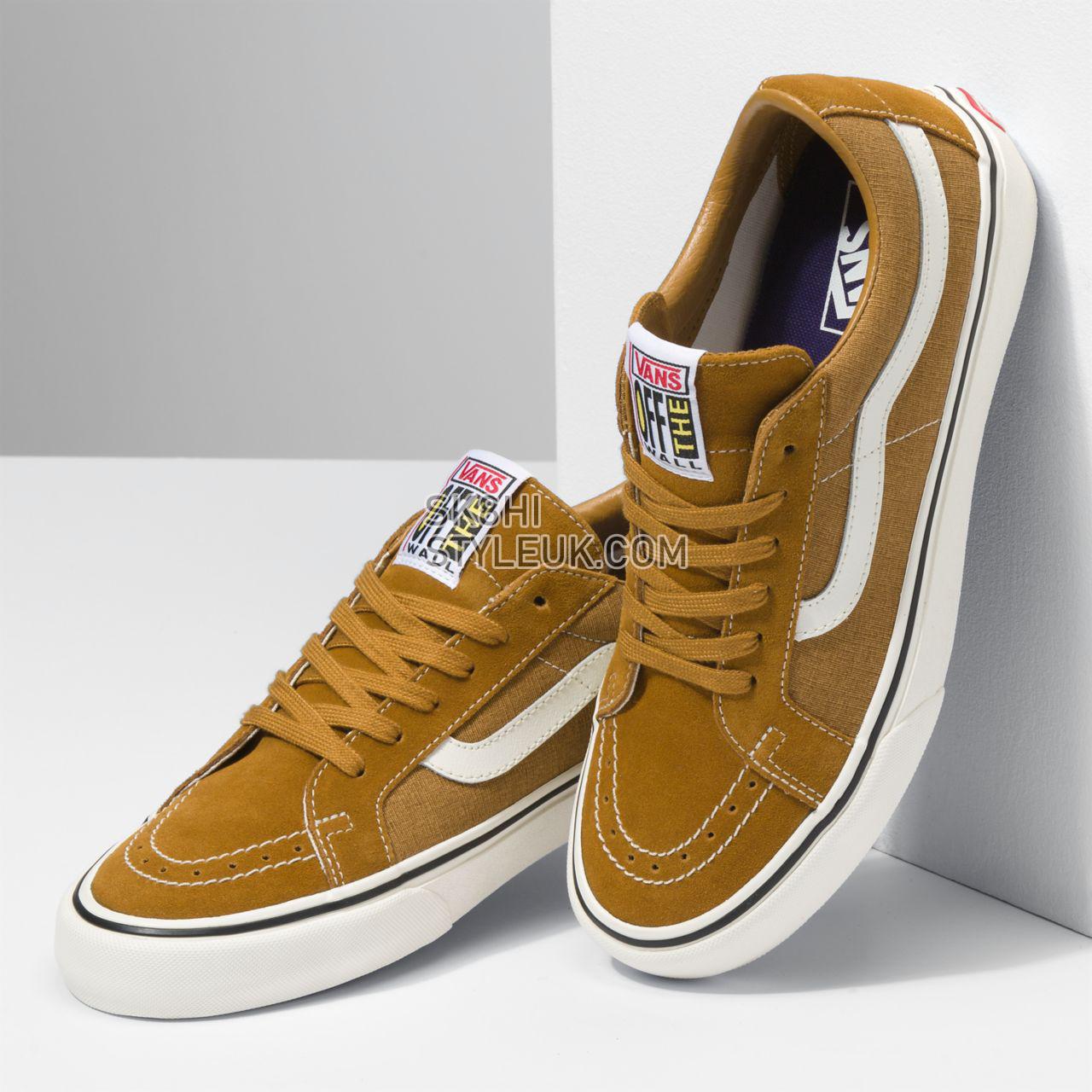 Vans Salt Wash Sk8-Low Reissue Sf Brown Classic Mens Womens - (Salt Wash) golden brown/marshmallow VN0A4UWIA0T Shoes