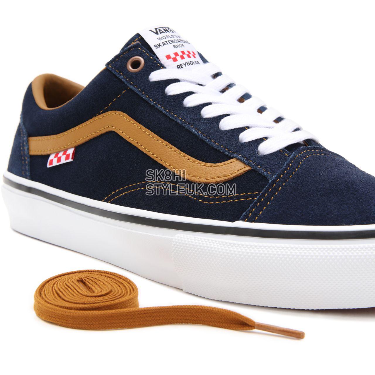 Vans Reynolds Skate Old Skool Brown Classic Mens Womens - (Reynolds) navy/golden brown VN0A5FCB9CV Shoes