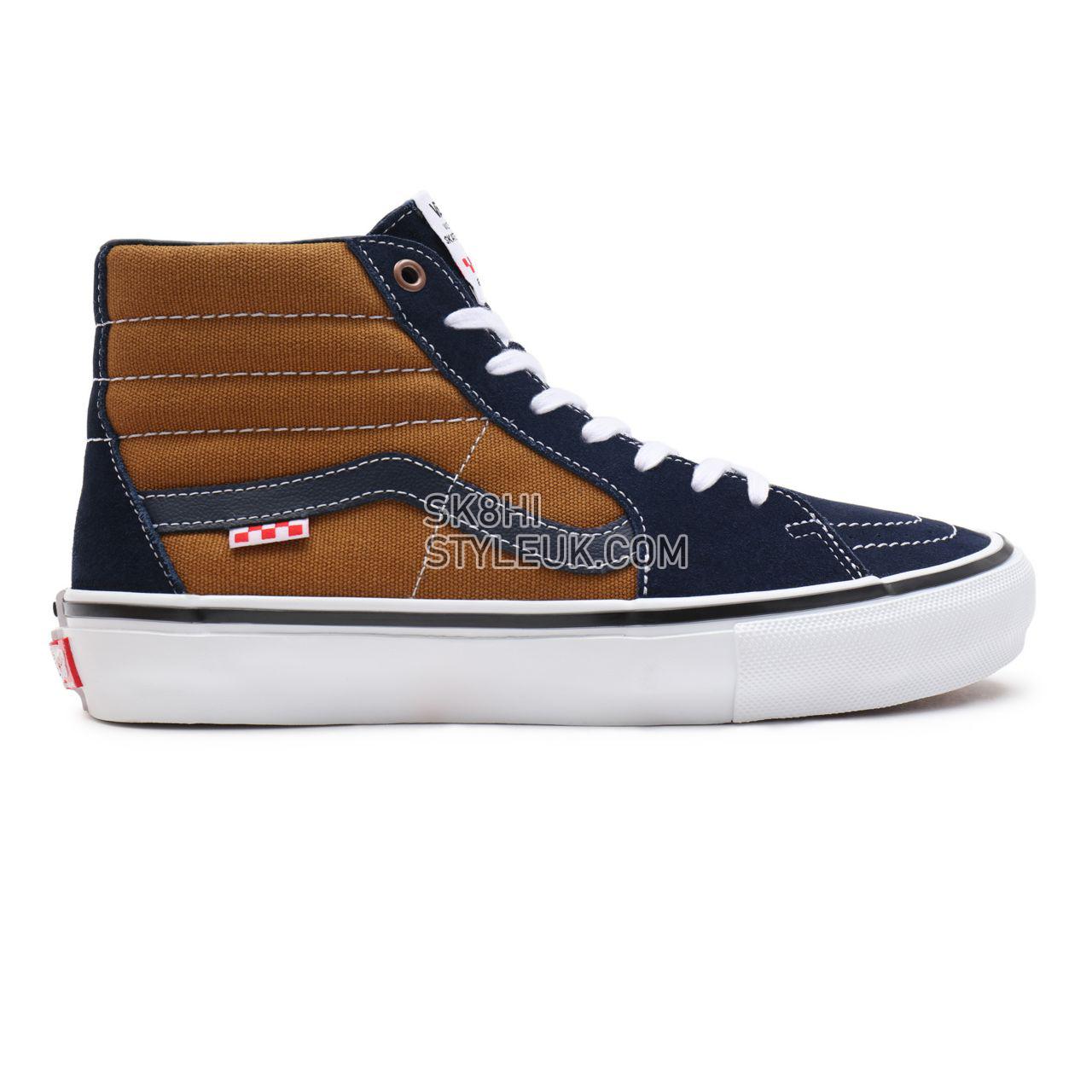 Vans Skate Sk8-Hi Brown Classic Mens Womens - (Reynolds) navy/golden brown VN0A5FCC9CV Shoes