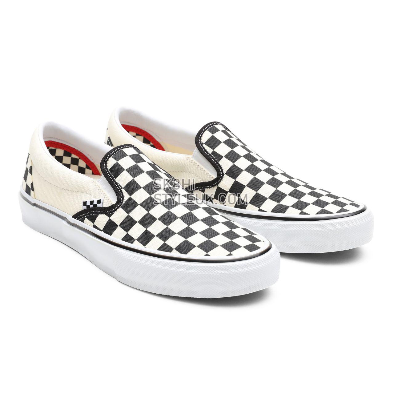 Vans Skate Checkerboard Slip-On White Classic Mens Womens - (Checkerboard) Black/Off White VN0A5FCAAUH Shoes