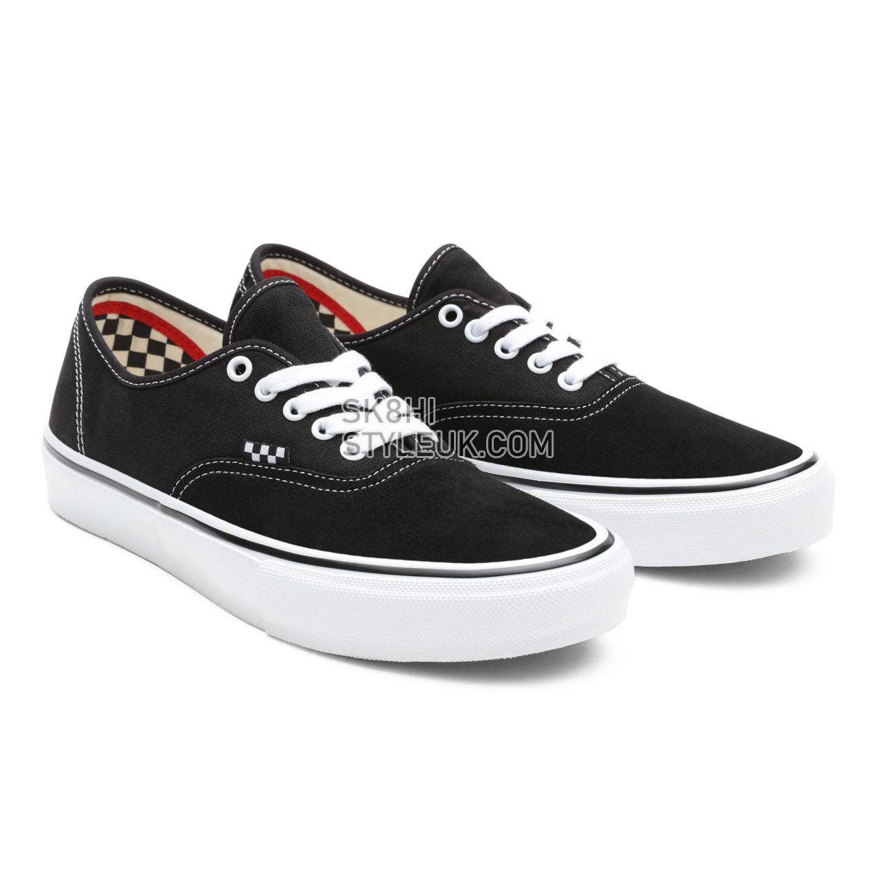 Vans Skate Authentic Black Classic Mens Womens - Black/White VN0A5FC8Y28 Shoes