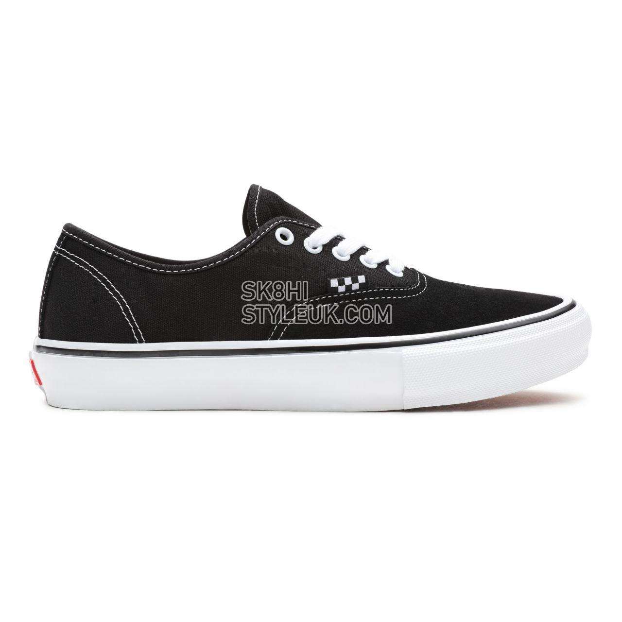 Vans Skate Authentic Black Classic Mens Womens - Black/White VN0A5FC8Y28 Shoes