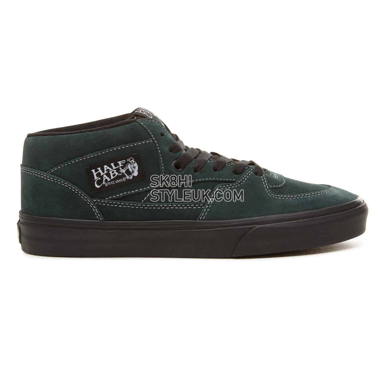 Vans Suede Black Outsole Half Cab Classic Mens Womens - (Black Outsole) Darkest Spruce/Black VA348EU8U Shoes