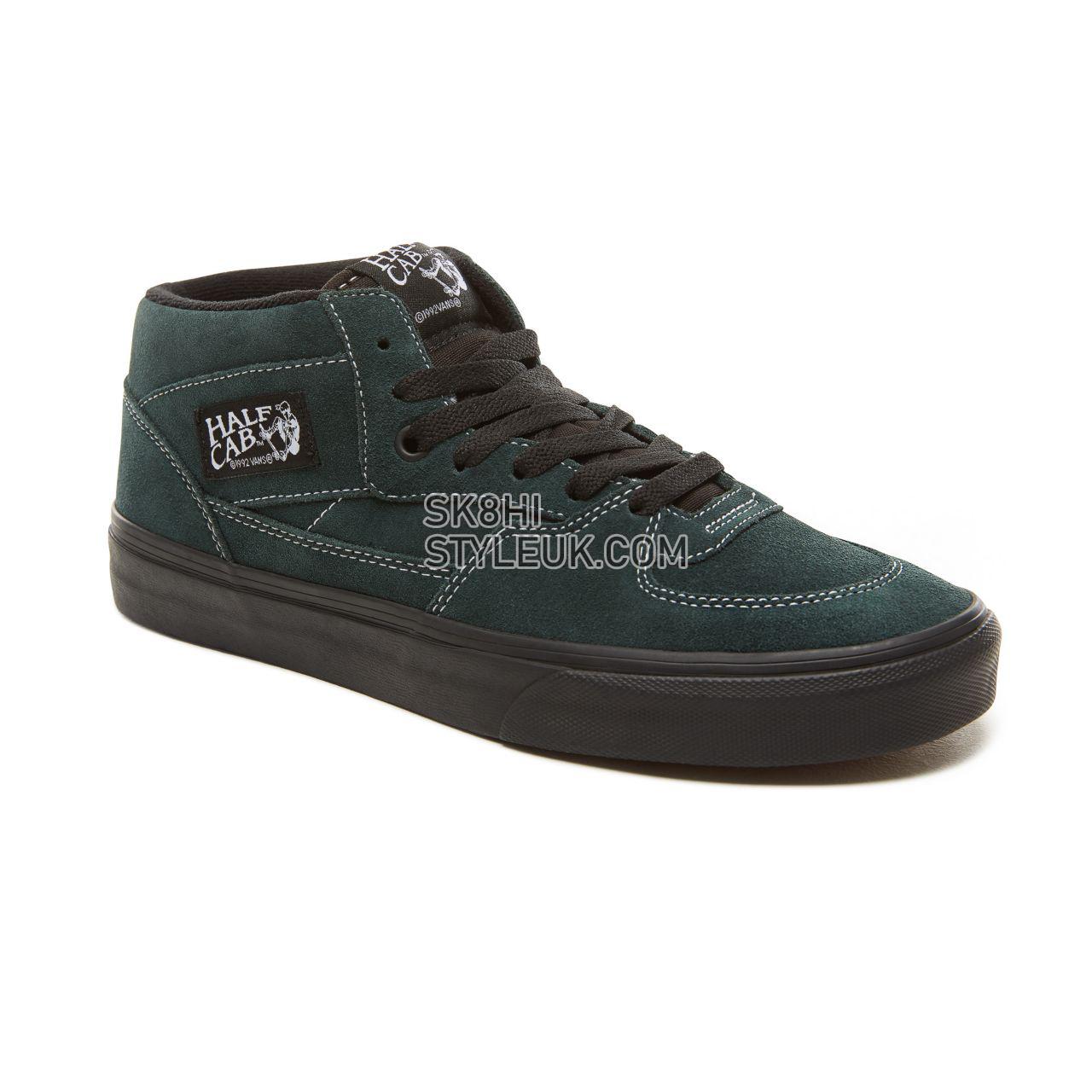 Vans Suede Black Outsole Half Cab Classic Mens Womens - (Black Outsole) Darkest Spruce/Black VA348EU8U Shoes