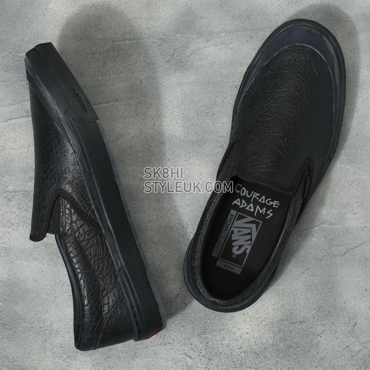 Vans Courage Adams BMX Slip-On Black Classic Mens Womens - (Courage Adams) Black Elephant VN0A5JIS953 Shoes