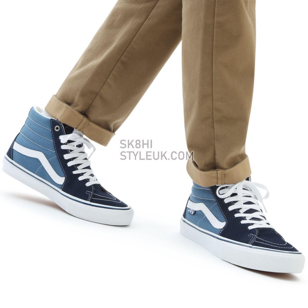 Vans Skate SK8-Hi Blue Classic Mens Womens - Navy/White VN0A5FCCNAV Shoes