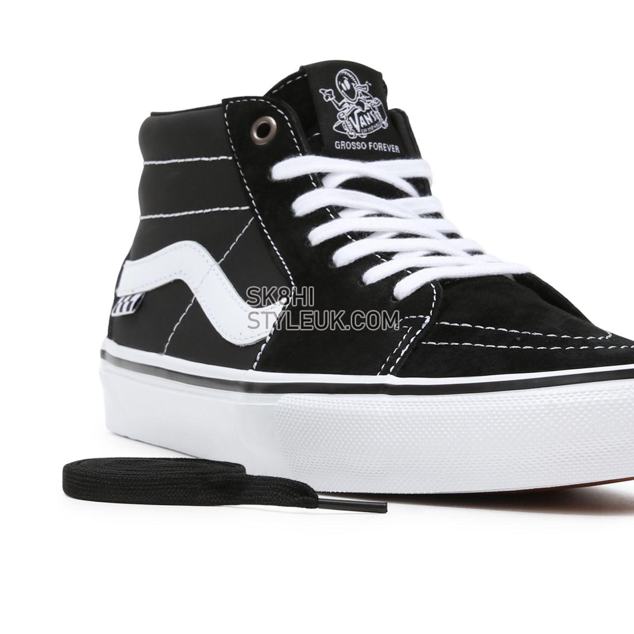 Vans Skate Grosso Mid Black Classic Mens Womens - black/white/emo leather VN0A5FCG625 Shoes