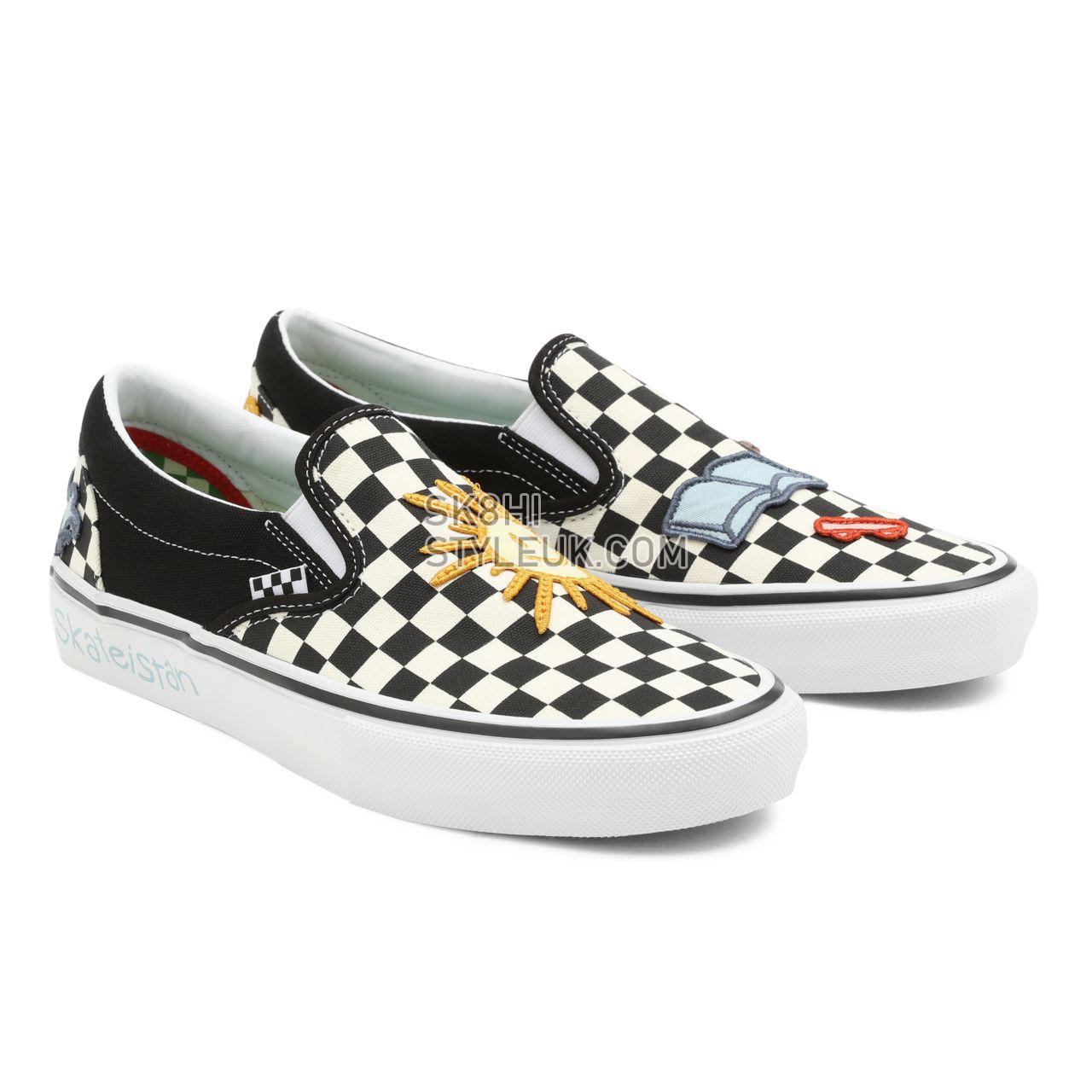 Vans x Skateistan Skate Slip-On Black Classic Mens Womens - (Skateistan) Checkerboard VN0A5FCA89C Shoes