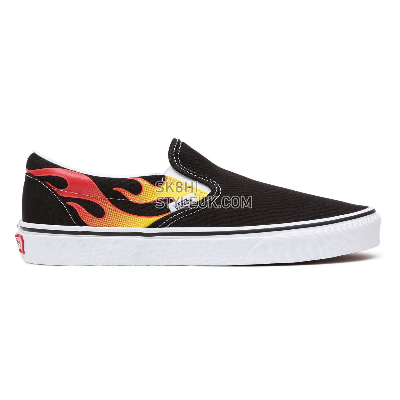 Vans Flame Classic Slip-On Black Classic Mens Womens - (Flame) Black/Black/True White VN0A38F7PHN Shoes