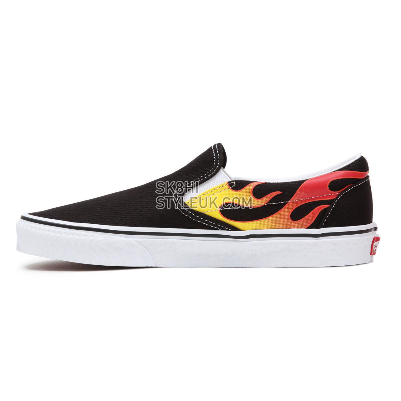 Vans Flame Classic Slip-On Black Classic Mens Womens - (Flame) Black/Black/True White VN0A38F7PHN Shoes