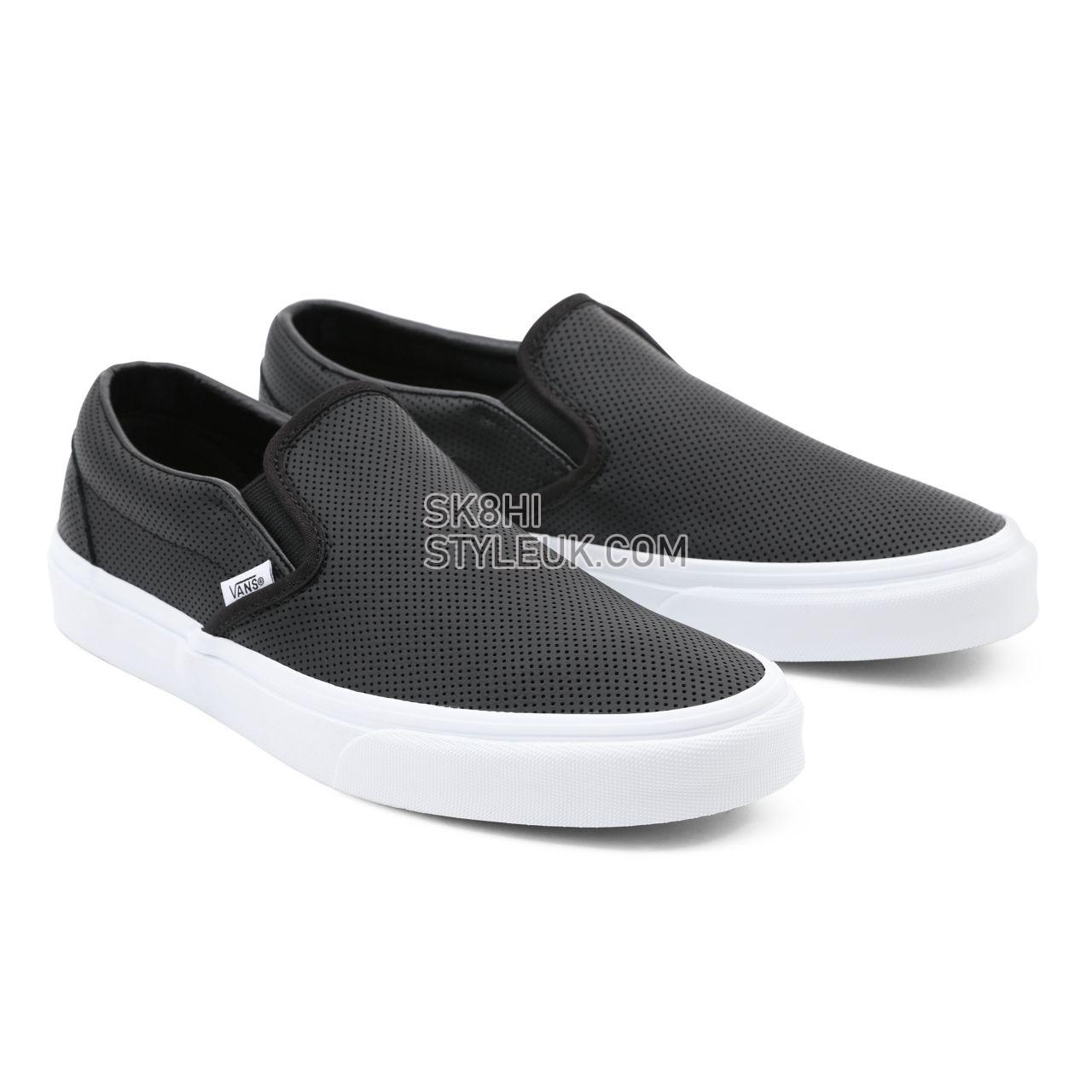 Vans Perf Leather Classic Slip-On Black Classic Mens Womens - (Perf Leather) Black VN000XG8DJ6 Shoes