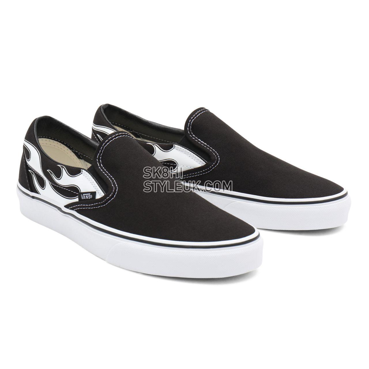 Vans Flame Classic Slip-On Black Classic Mens Womens - (Flame) black/white VN0A33TBK68 Shoes