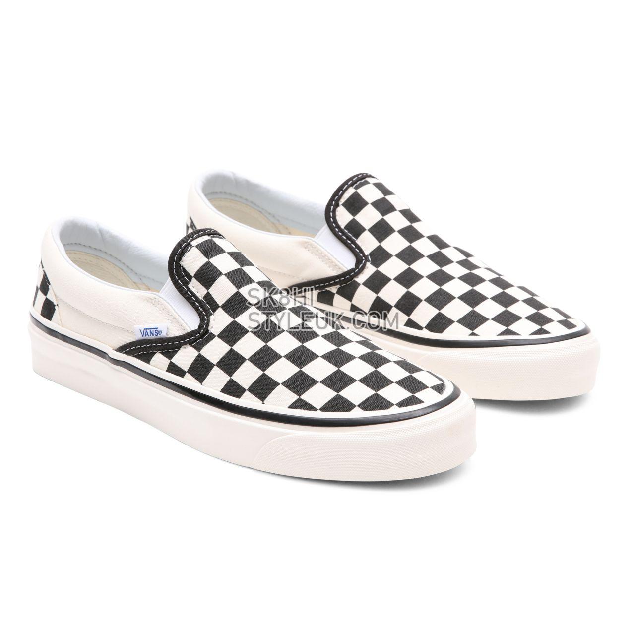 Vans Anaheim Factory Classic Slip-On 98 DX Black Classic Mens Womens - (Anaheim Factory) Checkerboard/Black/White VN0A3JEXPU1 Sh