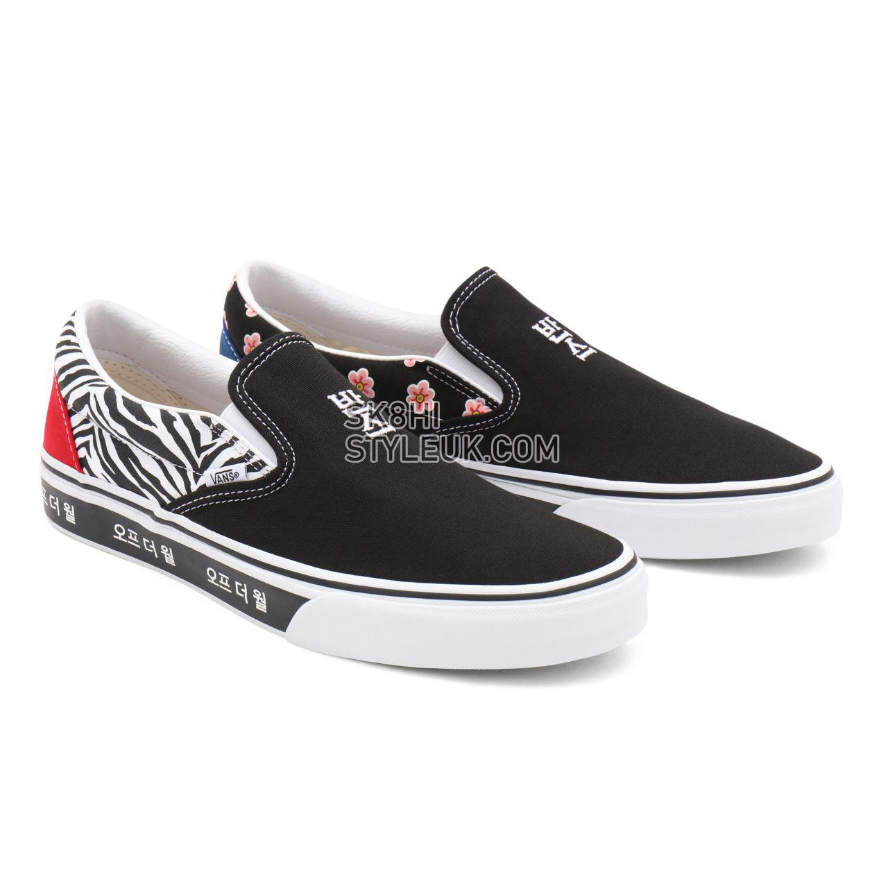 Vans Korean Typography Classic Slip-On Black Classic Mens Womens - (Korean Typography) racing red/true blue VN0A33TB9HW Shoes