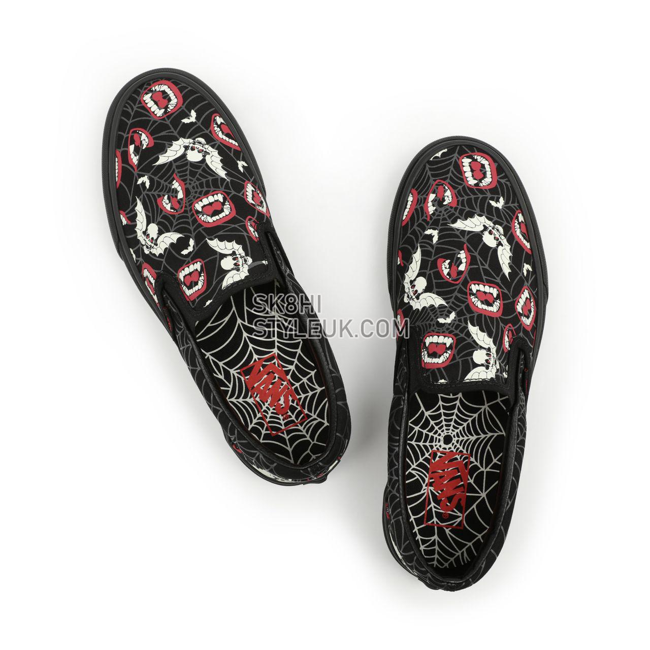 Vans Glow Frights Classic Slip-On Black Classic Mens Womens - (Glow Frights) Black/Black VN000XG88MG Shoes