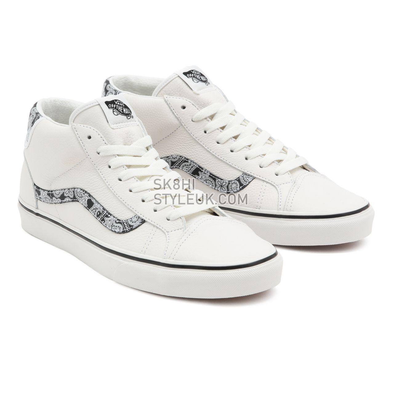 Vans Sport Paisley Mid Skool 37 White Classic Mens Womens - (Sport Paisley) Blanc De Blanc/Black VN0A3TKF914 Shoes