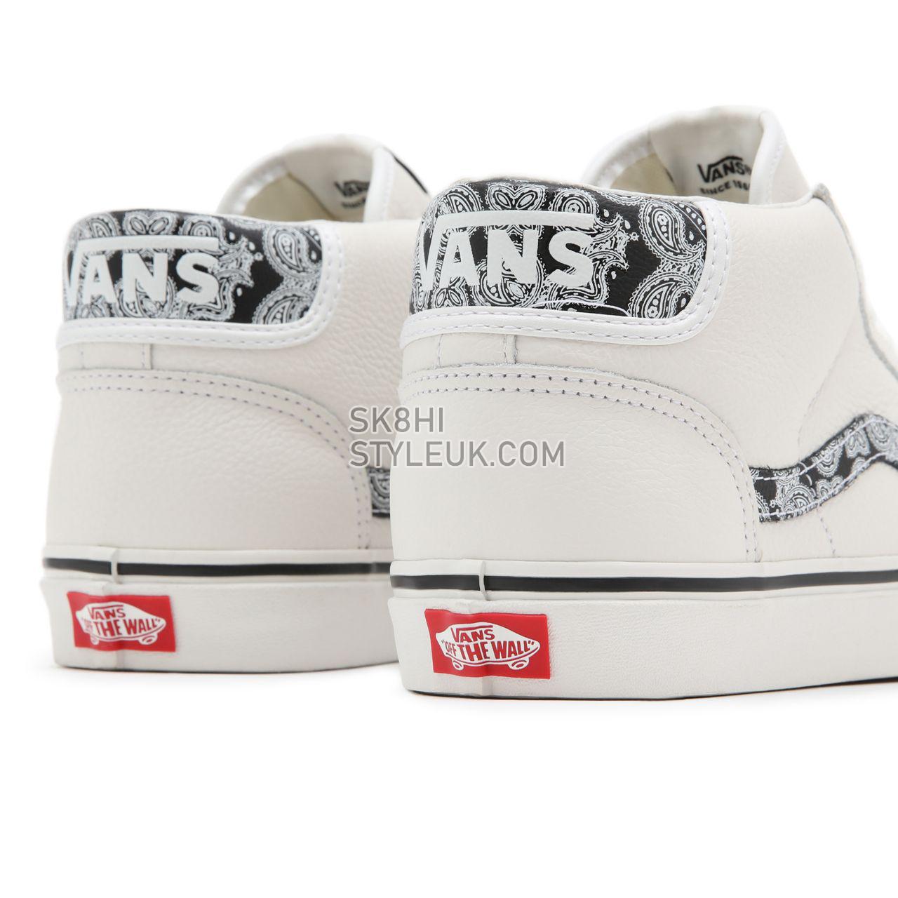 Vans Sport Paisley Mid Skool 37 White Classic Mens Womens - (Sport Paisley) Blanc De Blanc/Black VN0A3TKF914 Shoes