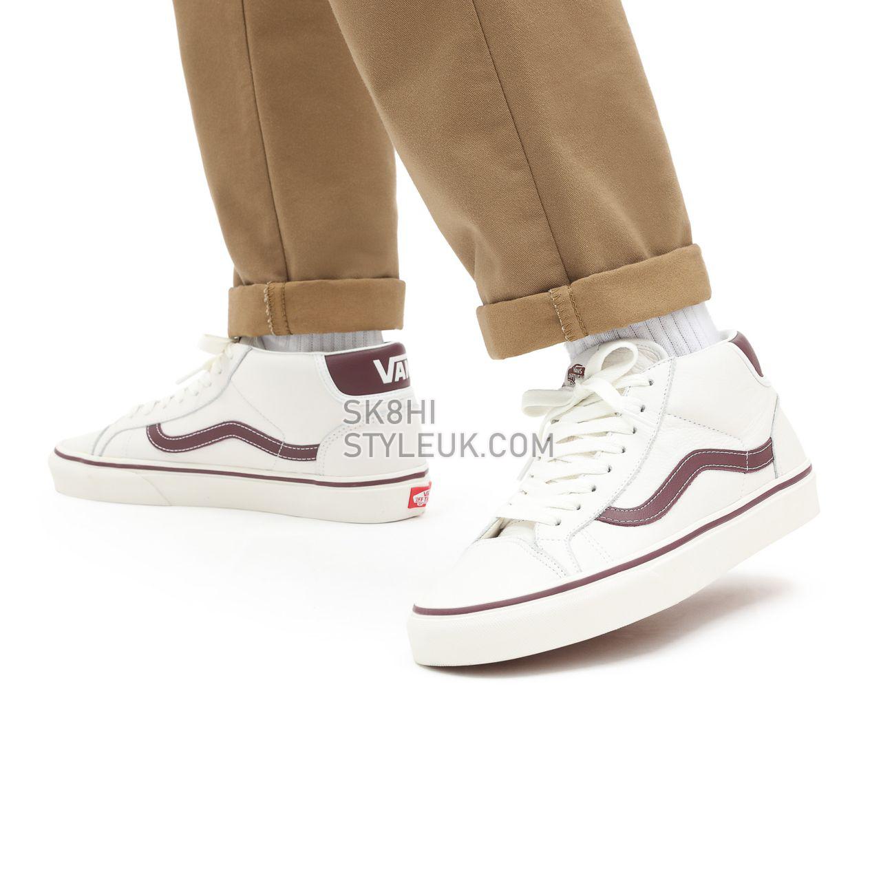 Vans Sport Leather Mid Skool 37 White Classic Mens Womens - (Sport Leather) blanc de blanc/port royale VN0A3TKF695 Shoes