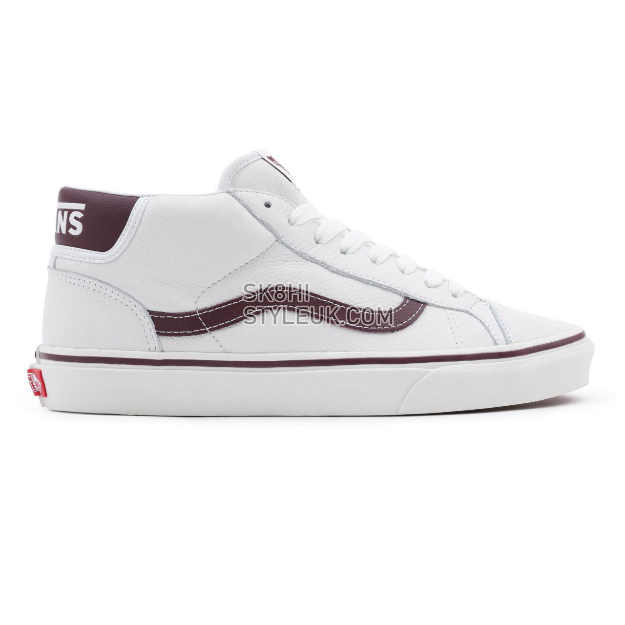 Vans Sport Leather Mid Skool 37 White Classic Mens Womens - (Sport Leather) blanc de blanc/port royale VN0A3TKF695 Shoes