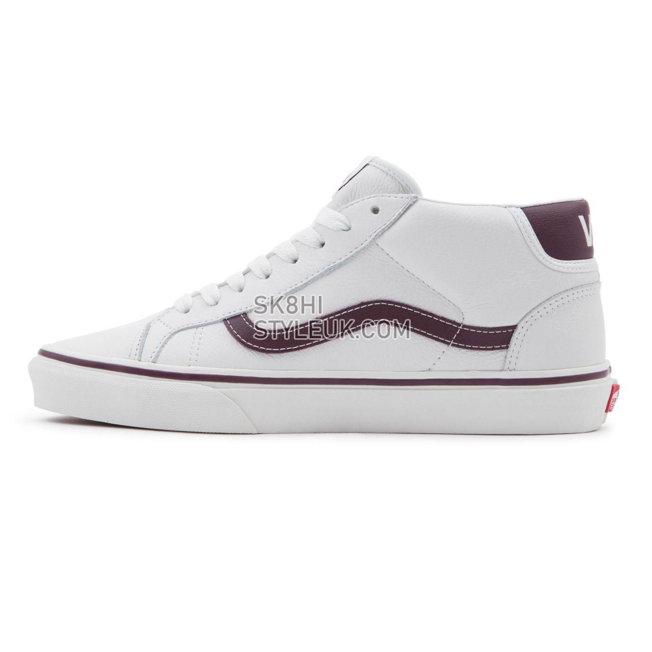 Vans Sport Leather Mid Skool 37 White Classic Mens Womens - (Sport Leather) blanc de blanc/port royale VN0A3TKF695 Shoes