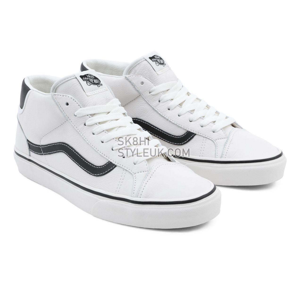 Vans Sport Leather Mid Skool 37 White Classic Mens Womens - (Sport Leather) blanc de blanc/black VN0A3TKF693 Shoes