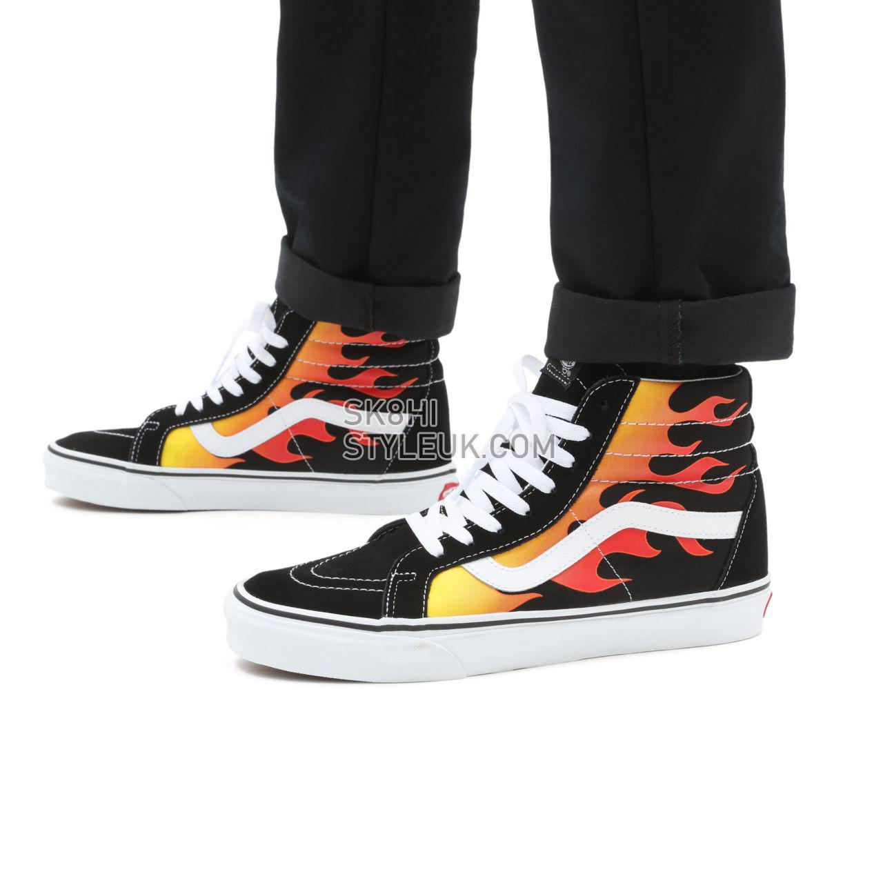 Vans Flame Sk8-Hi Reissue Black Classic Mens Womens - (Flame) Black/Black/True White VN0A2XSBPHN Shoes