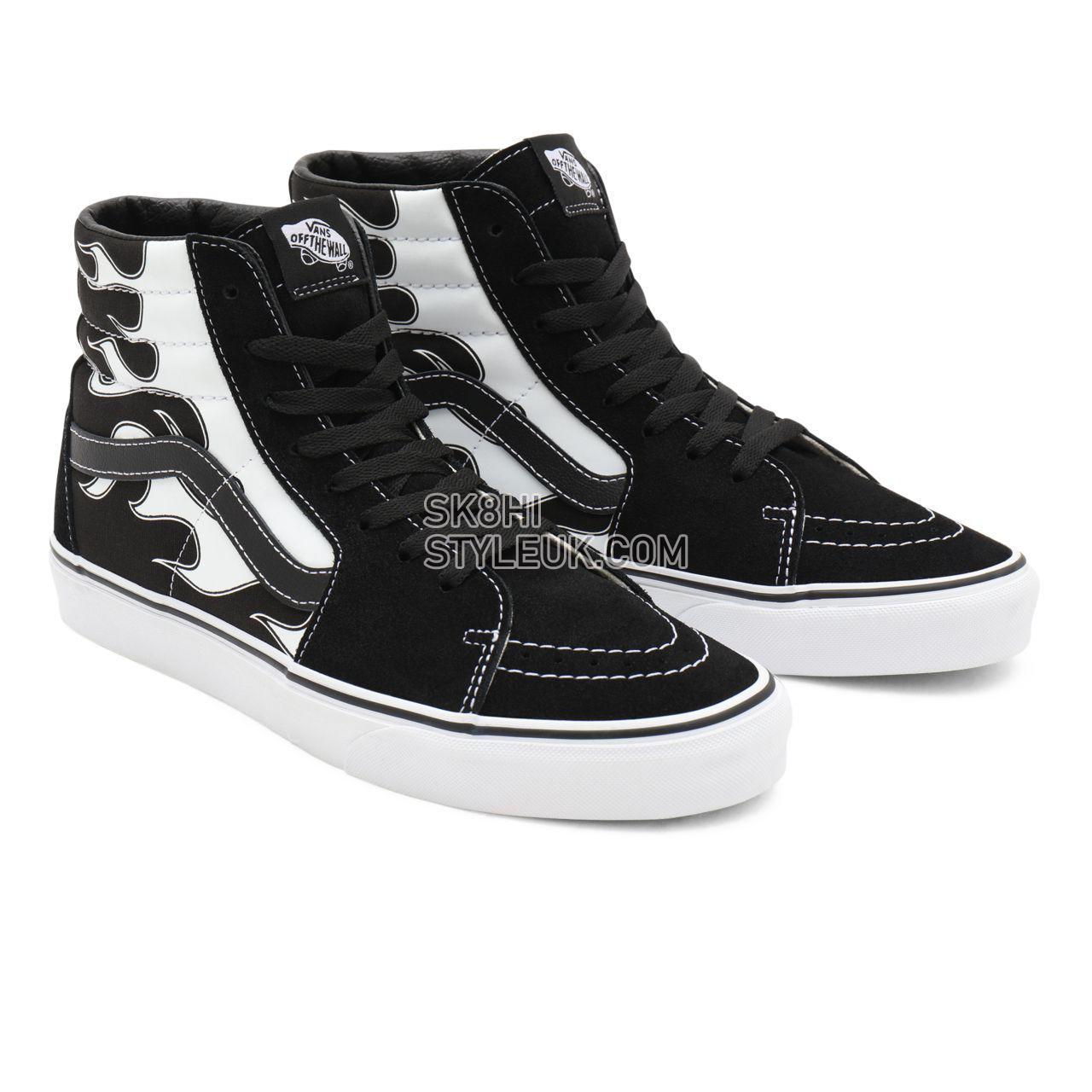 Vans Flame Sk8-Hi Black Classic Mens Womens - (Flame) black/white VN0A32QGK68 Shoes