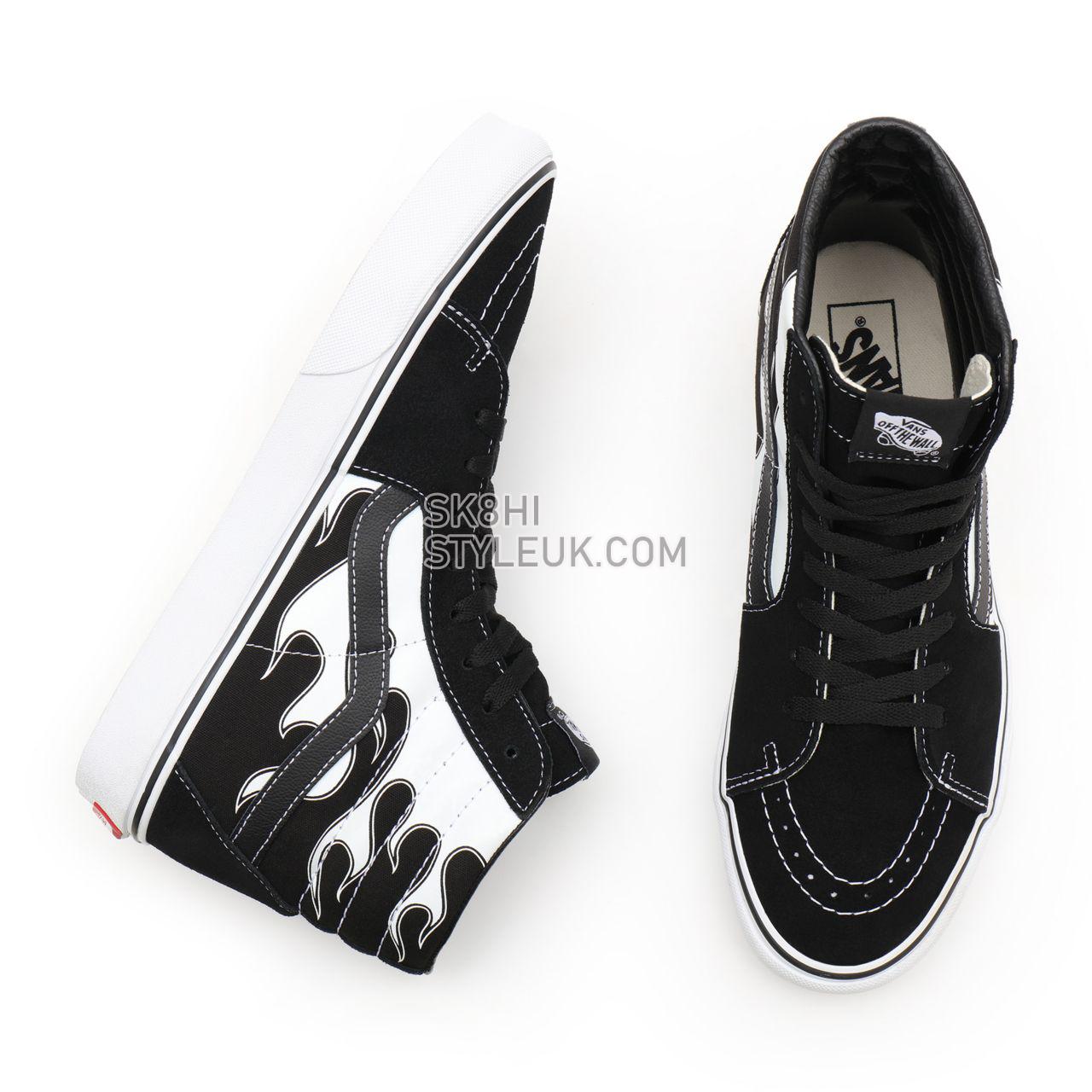 Vans Flame Sk8-Hi Black Classic Mens Womens - (Flame) black/white VN0A32QGK68 Shoes