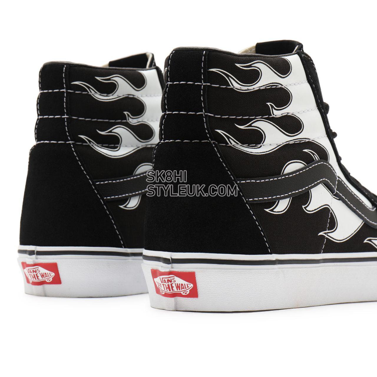 Vans Flame Sk8-Hi Black Classic Mens Womens - (Flame) black/white VN0A32QGK68 Shoes