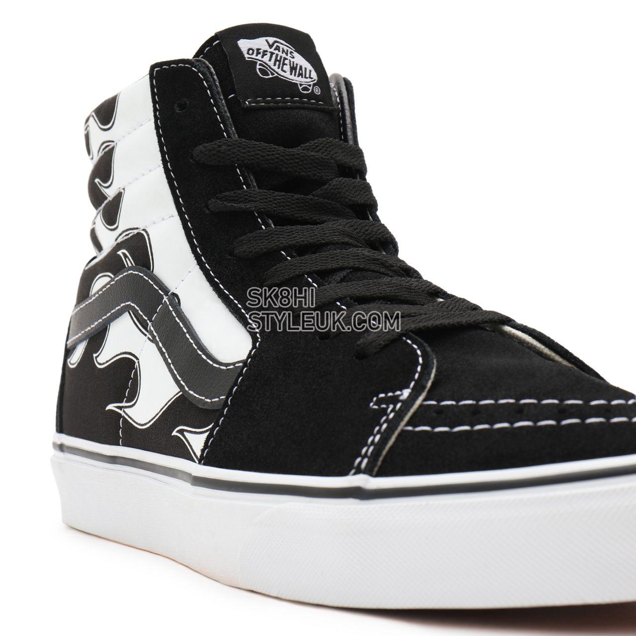 Vans Flame Sk8-Hi Black Classic Mens Womens - (Flame) black/white VN0A32QGK68 Shoes