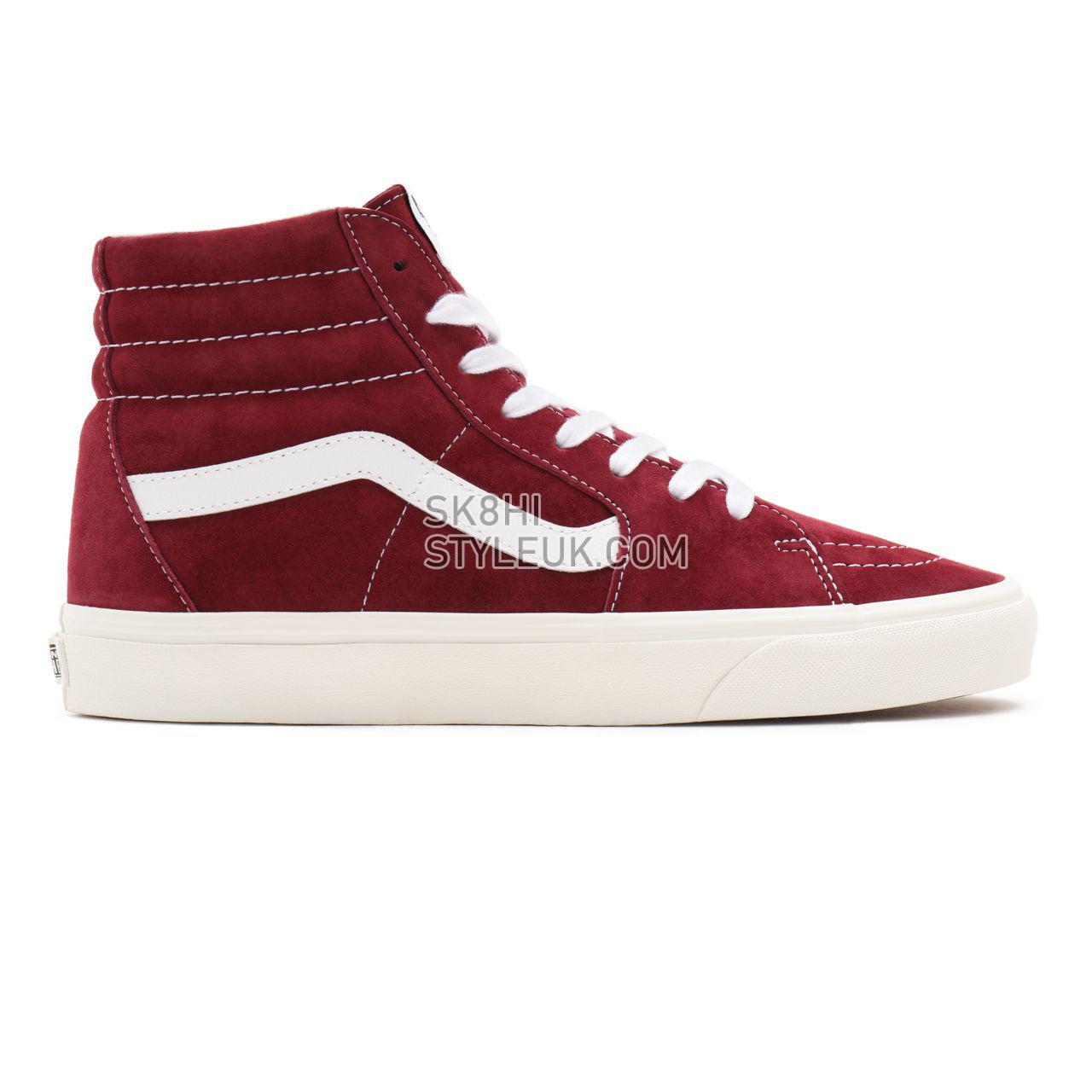 Vans Pig Suede Sk8-Hi Red Classic Mens Womens - (Pig Suede) pomegranate/snow white VN0A32QG9G8 Shoes