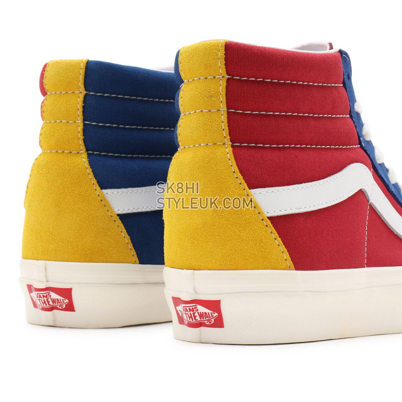 Vans Anaheim Factory Sk8-Hi 38 DX Red Classic Mens Womens - (Anaheim Factory) port/chili/blue/gold VN0A38GF9XP Shoes