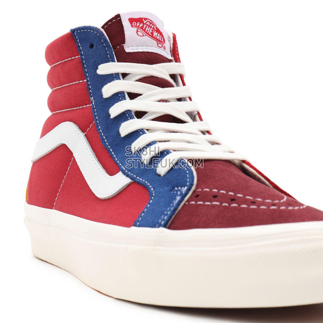 Vans Anaheim Factory Sk8-Hi 38 DX Red Classic Mens Womens - (Anaheim Factory) port/chili/blue/gold VN0A38GF9XP Shoes