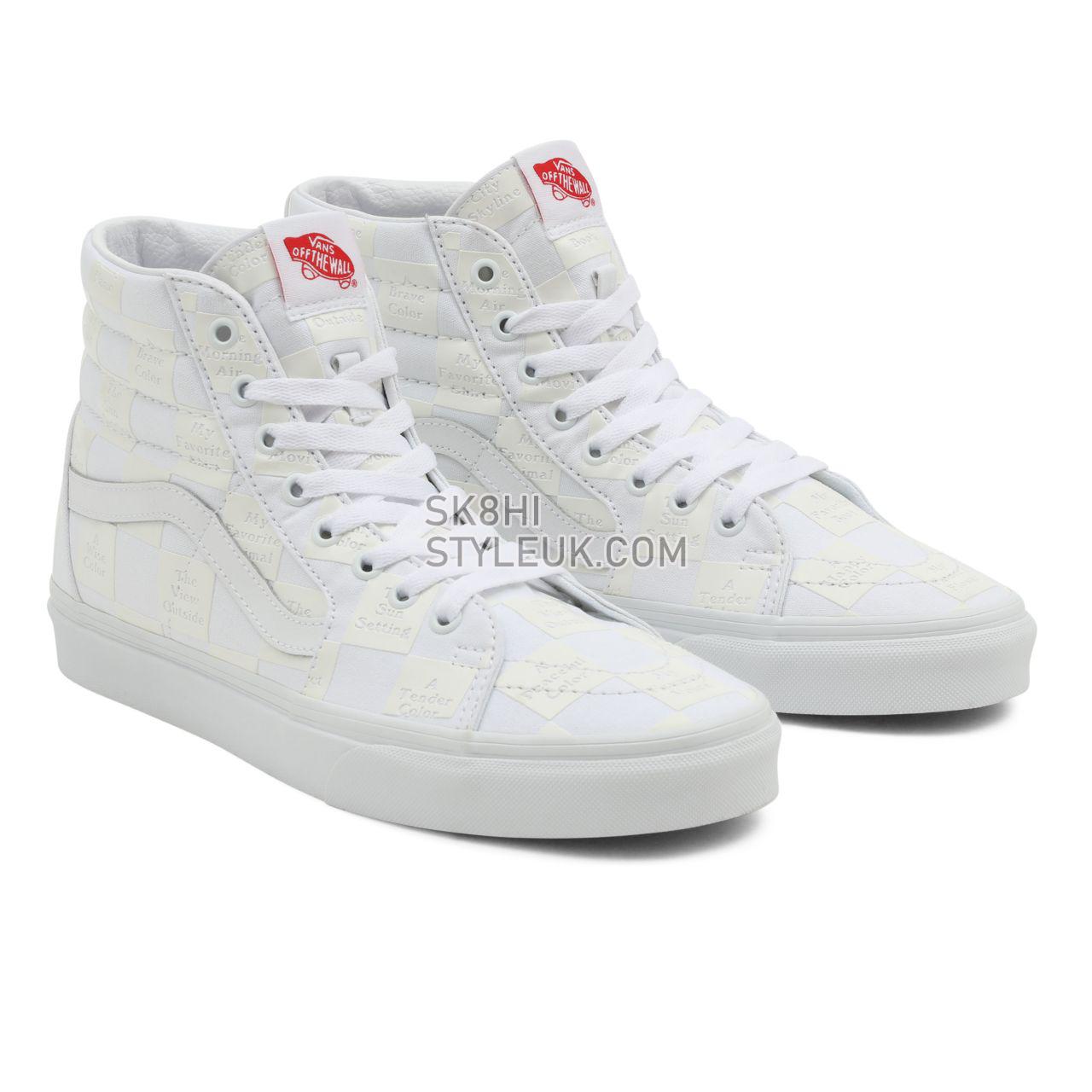 Vans DIY Checkerboard Sk8-Hi White Classic Mens Womens - (Diy Checkerboard) True White VN0A5KRH8AX Shoes