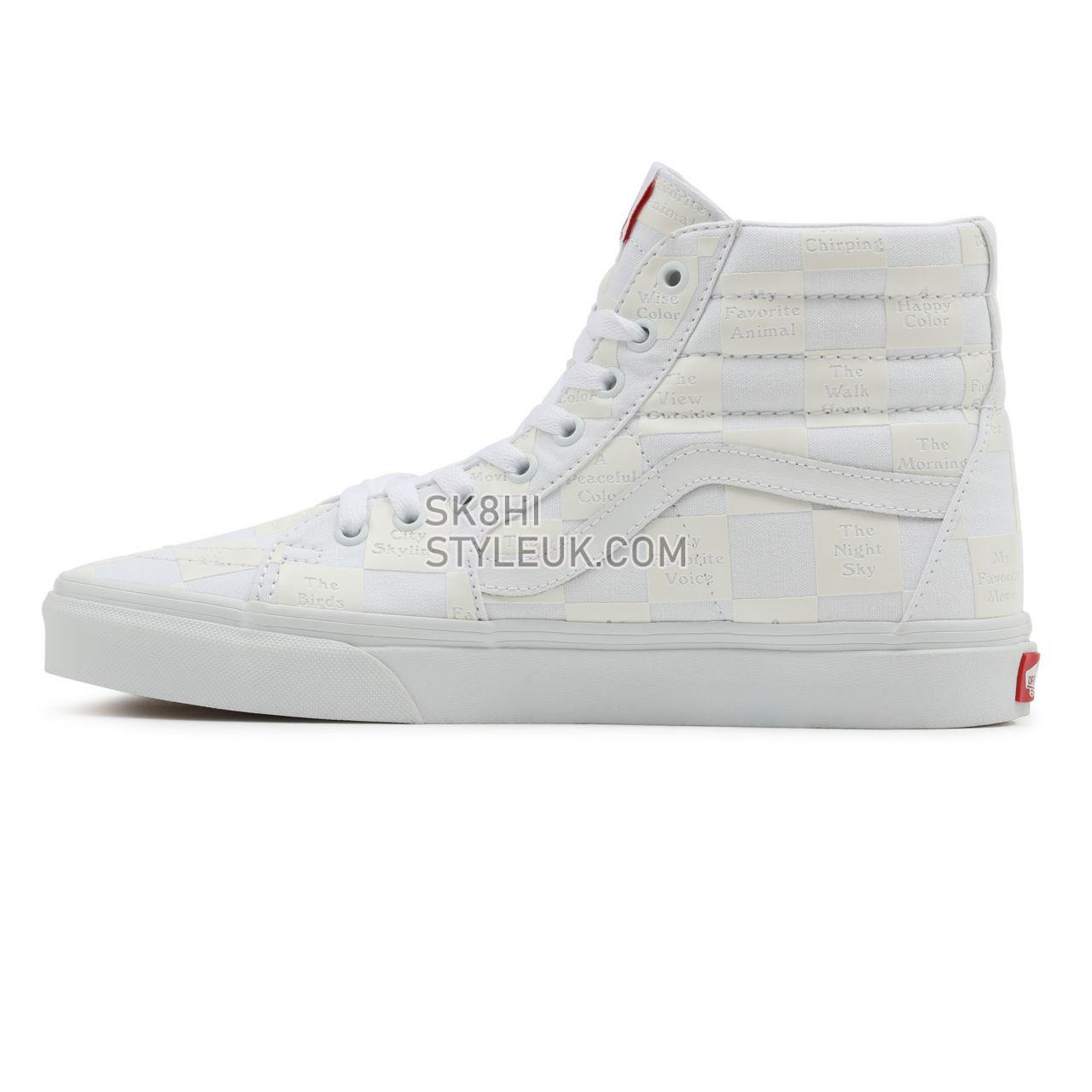 Vans DIY Checkerboard Sk8-Hi White Classic Mens Womens - (Diy Checkerboard) True White VN0A5KRH8AX Shoes