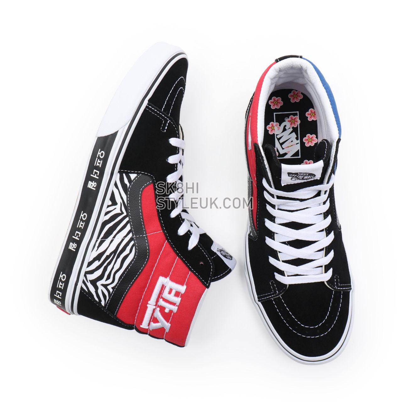 Vans Korean Typography Sk8-Hi Black Classic Mens Womens - (Korean Typography) racing red/true blue VN0A32QG9HW Shoes