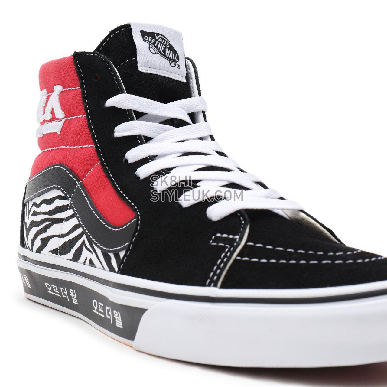 Vans Korean Typography Sk8-Hi Black Classic Mens Womens - (Korean Typography) racing red/true blue VN0A32QG9HW Shoes