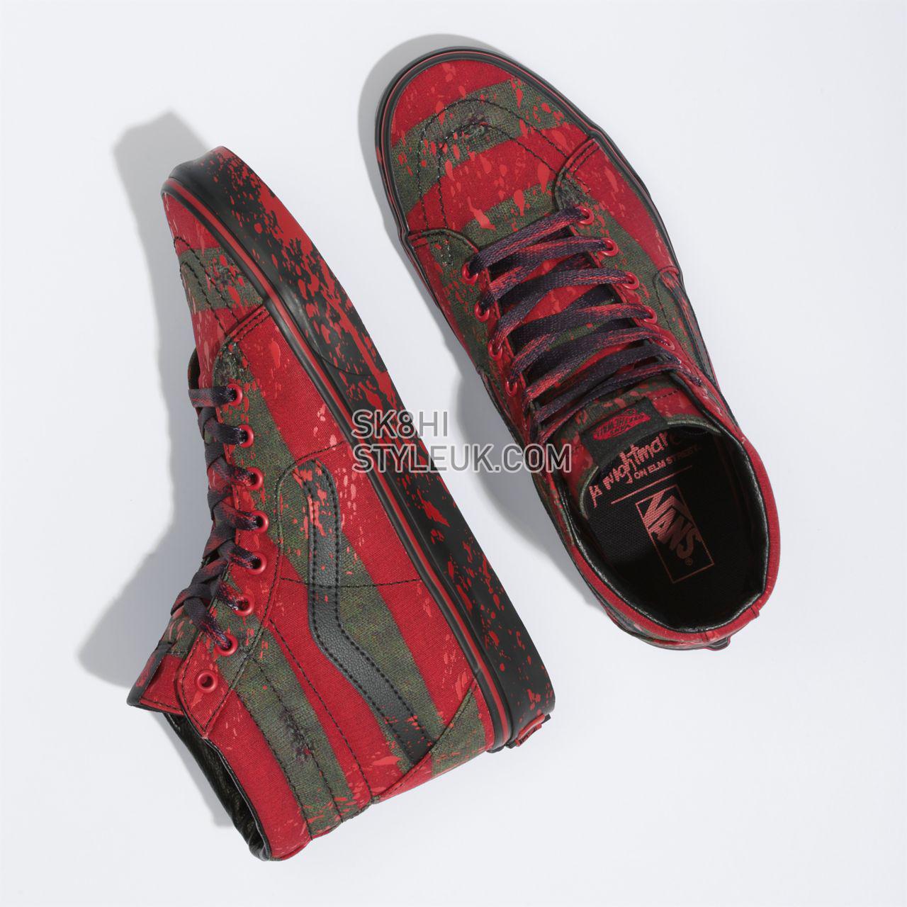 Vans X Nightmare On Elm Street Sk8-Hi Red Classic Mens Womens - (Terror)Nightmareonelmst VN0A4U3CZV1 Shoes