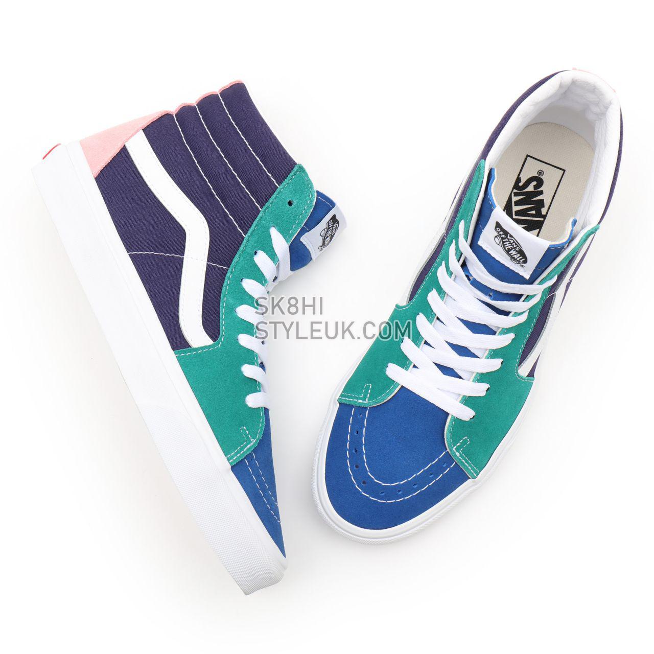 Vans Retro Sport Sk8-Hi Blue Classic Mens Womens - (Retro Court) multi/true white VN0A32QG9EJ Shoes