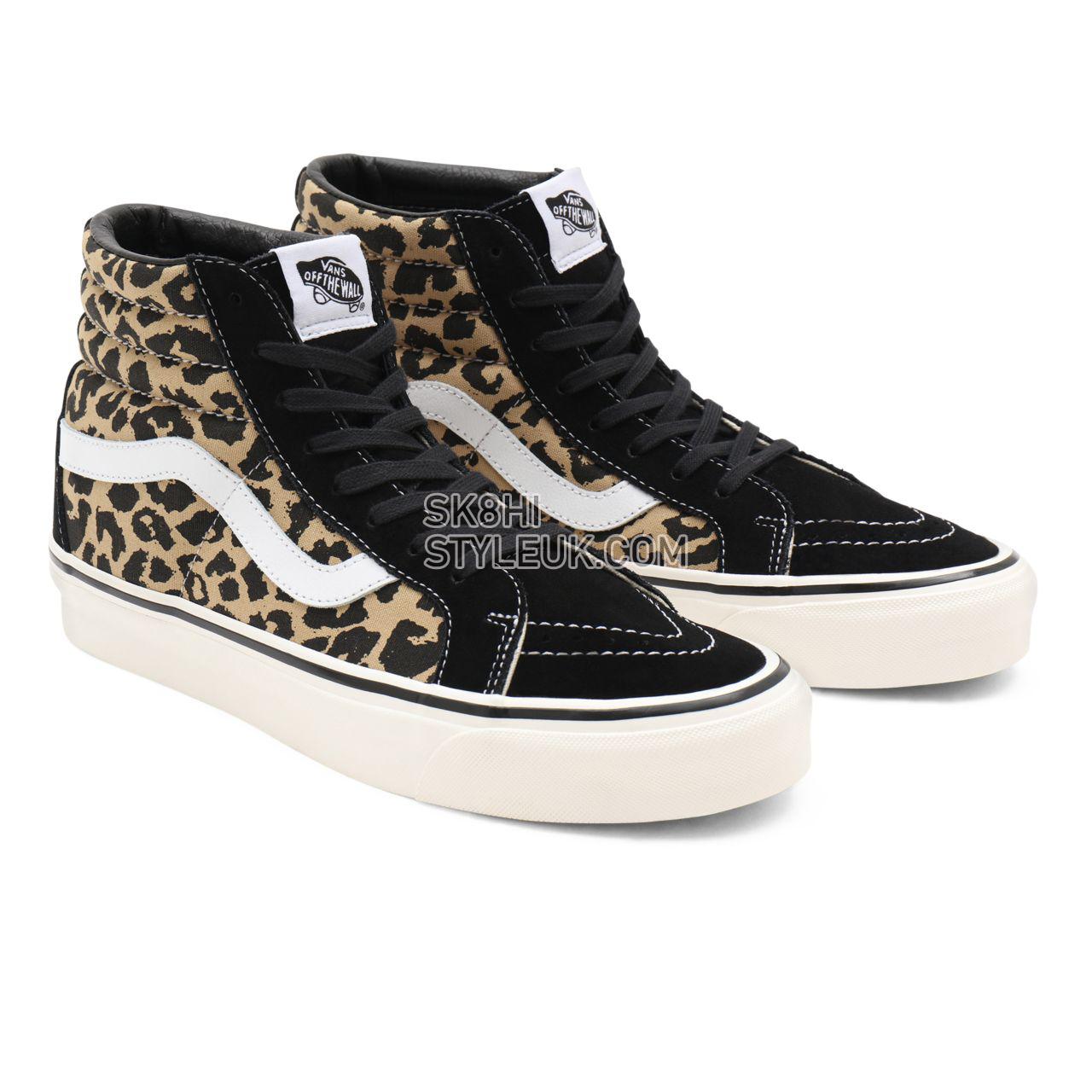 Vans Anaheim Factory Sk8-Hi 38 DX Black Classic Mens Womens - (Anaheim Factory) black/tan leopard VN0A38GF9GI Shoes