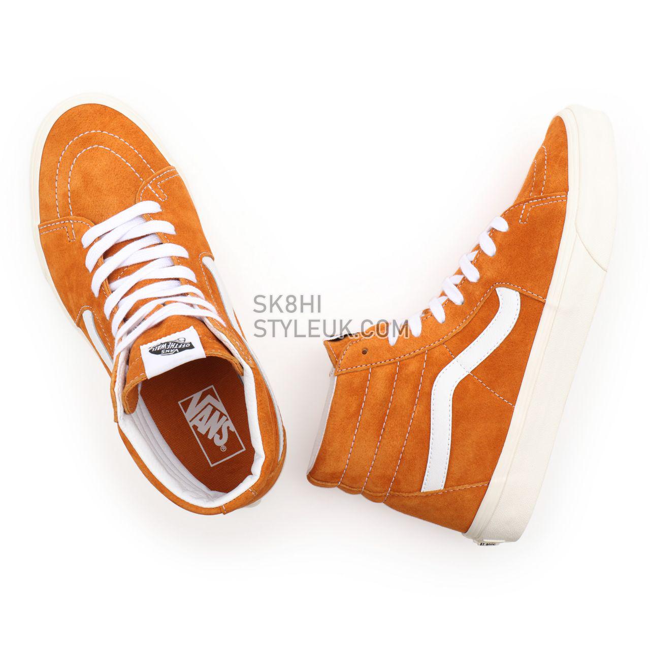 Vans Pig Suede Sk8-Hi Orange Classic Mens Womens - (Pig Suede) desert sun/snow white VN0A32QG9FZ Shoes