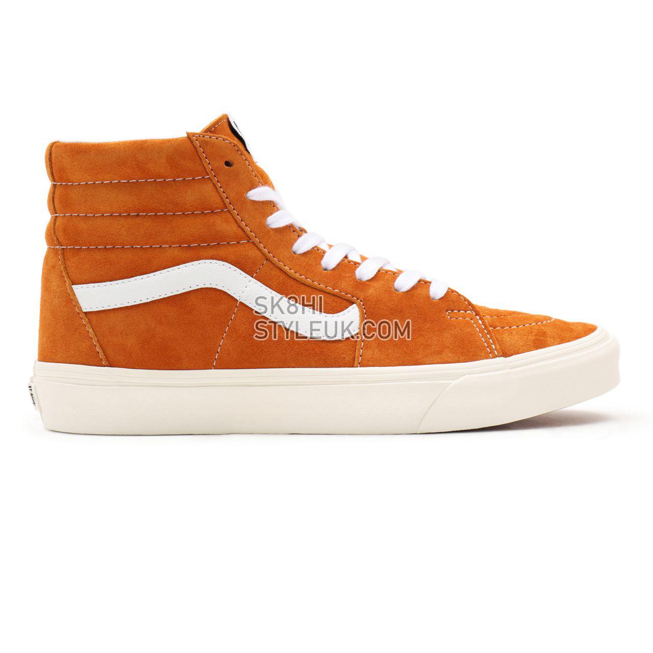 Vans Pig Suede Sk8-Hi Orange Classic Mens Womens - (Pig Suede) desert sun/snow white VN0A32QG9FZ Shoes