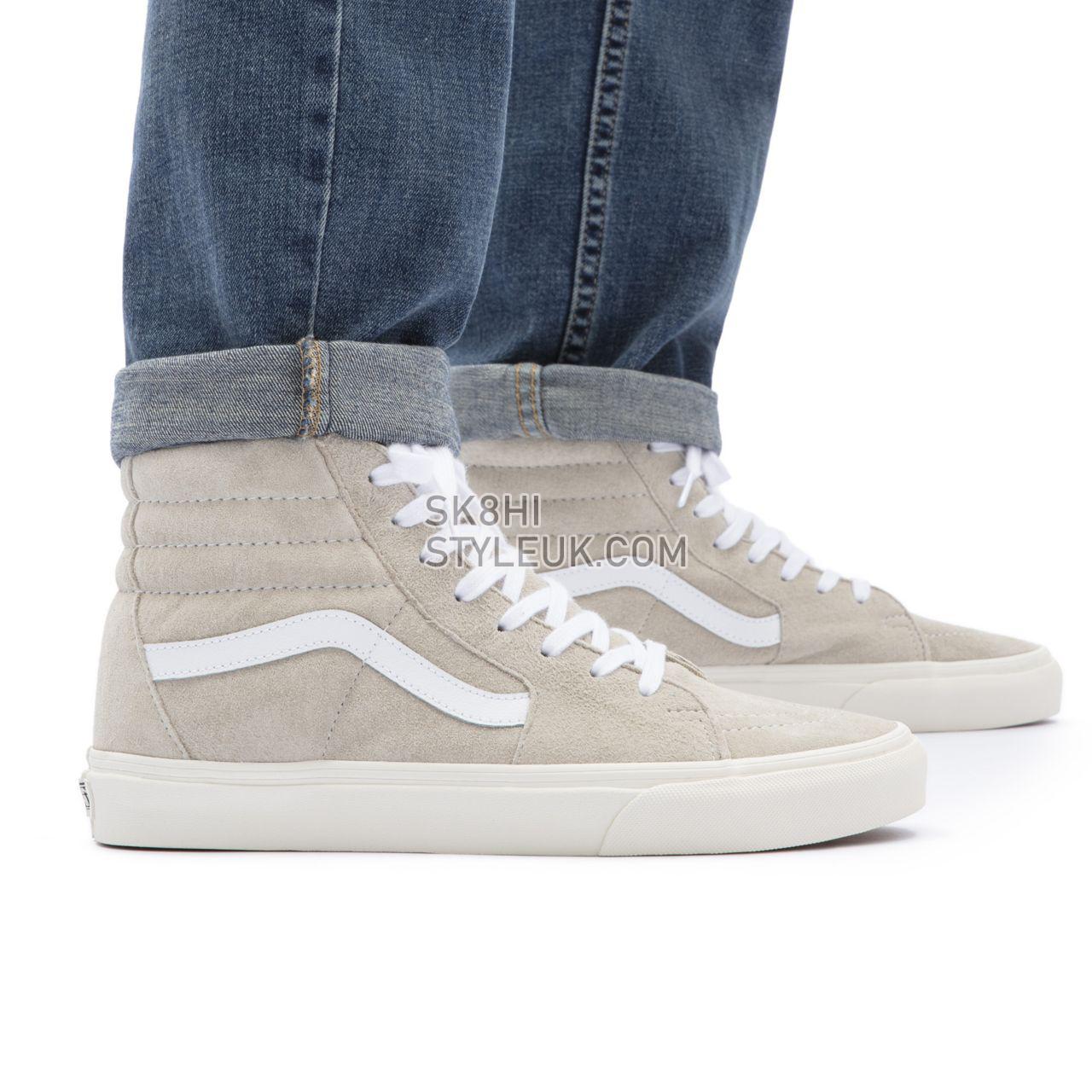 Vans Sk8-Hi Beige Classic Mens Womens - (Pig Suede) Oatmeal/Snow White VN0A5JMJ94V Shoes