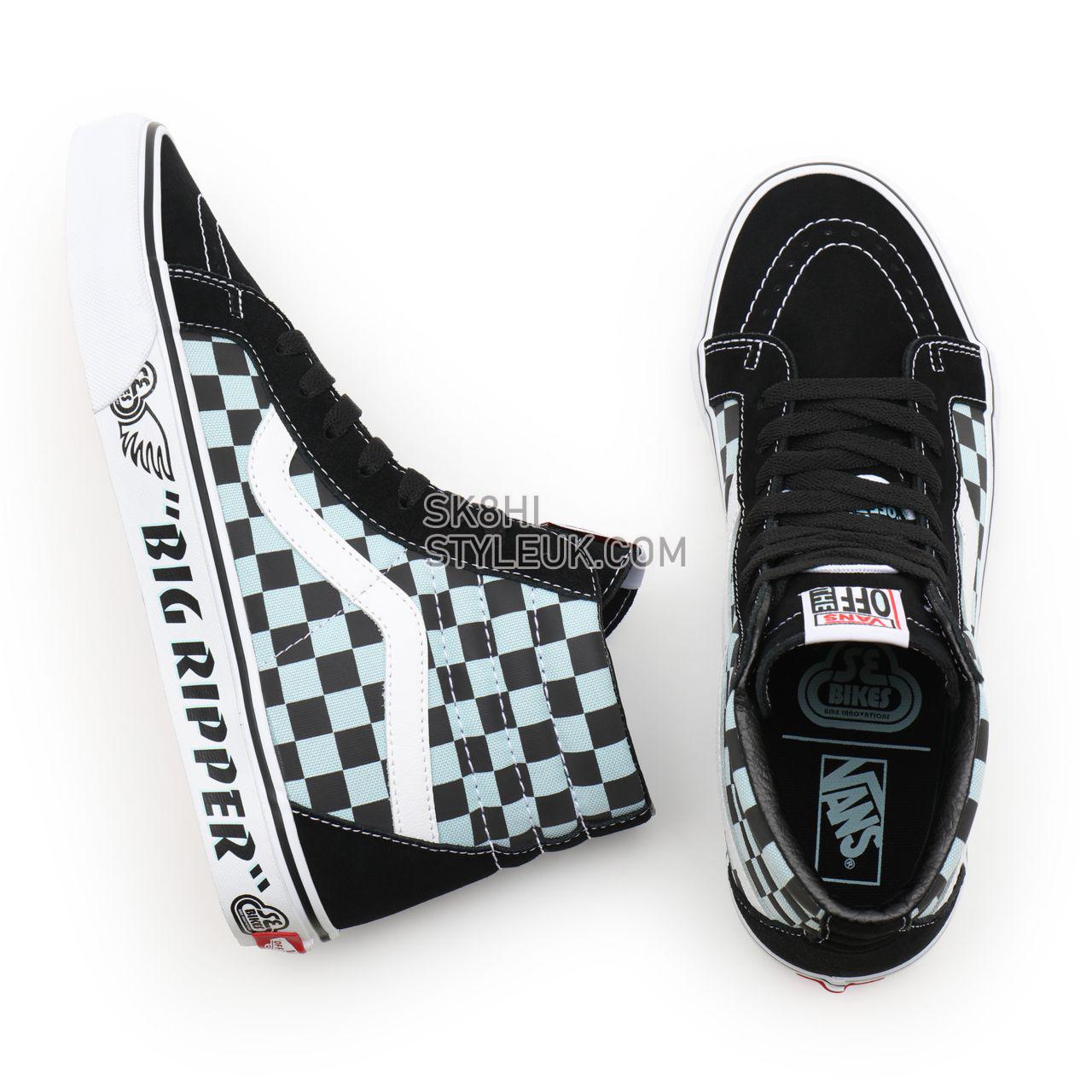 Vans X SE Bikes SK8-Hi Reissue Black Classic Mens Womens - (SE Bikes) big ripper/black/plume/reflective check VN0A4BV8A0E Shoes