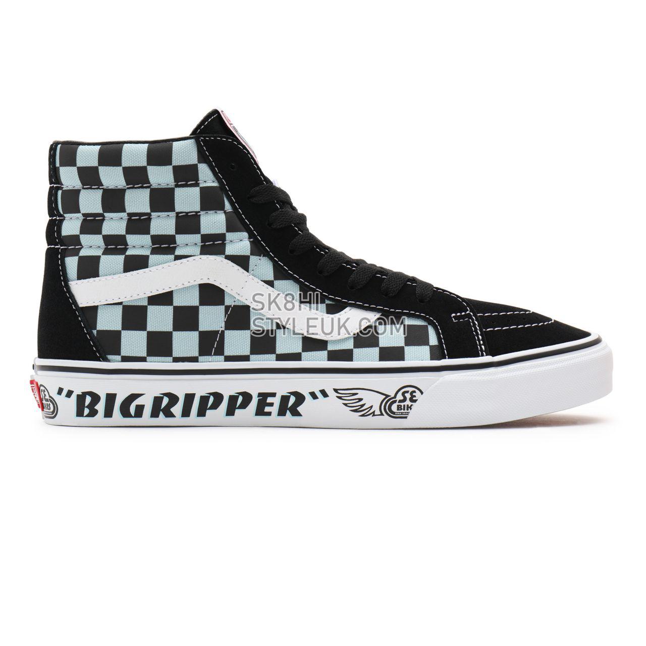 Vans X SE Bikes SK8-Hi Reissue Black Classic Mens Womens - (SE Bikes) big ripper/black/plume/reflective check VN0A4BV8A0E Shoes