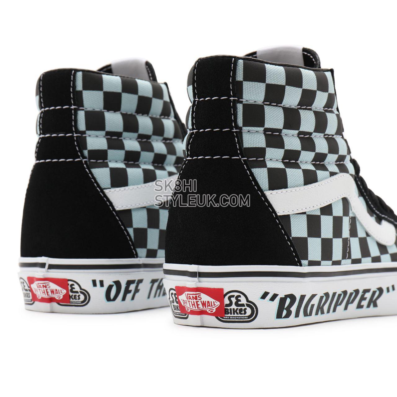 Vans X SE Bikes SK8-Hi Reissue Black Classic Mens Womens - (SE Bikes) big ripper/black/plume/reflective check VN0A4BV8A0E Shoes