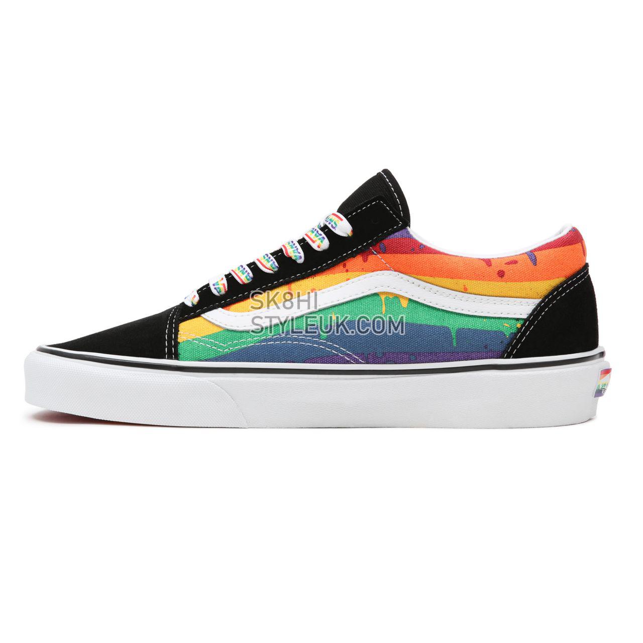 Vans Rainbow Drip Old Skool Black Classic Mens Womens - (Rainbow Drip) Black/Multi/True White VN0A5AO92CV Shoes