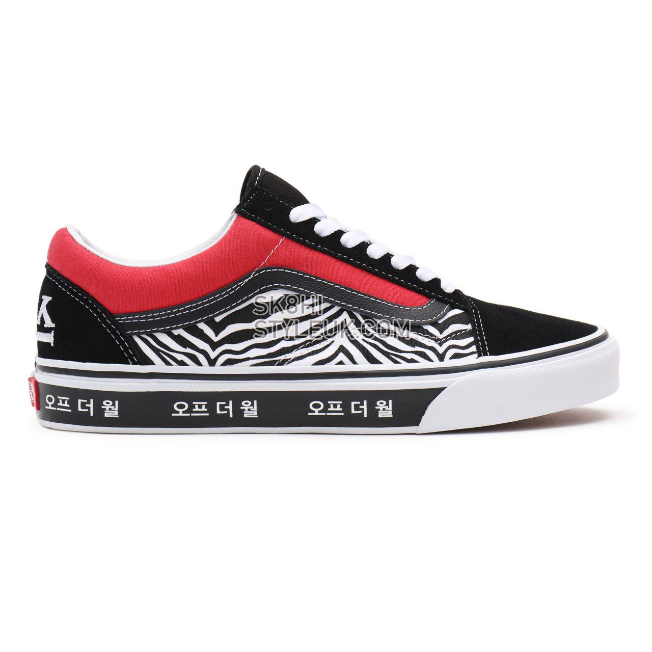 Vans Korean Typography Old Skool Black Classic Mens Womens - (Korean Typography) racing red/true blue VN0A38G19HW Shoes