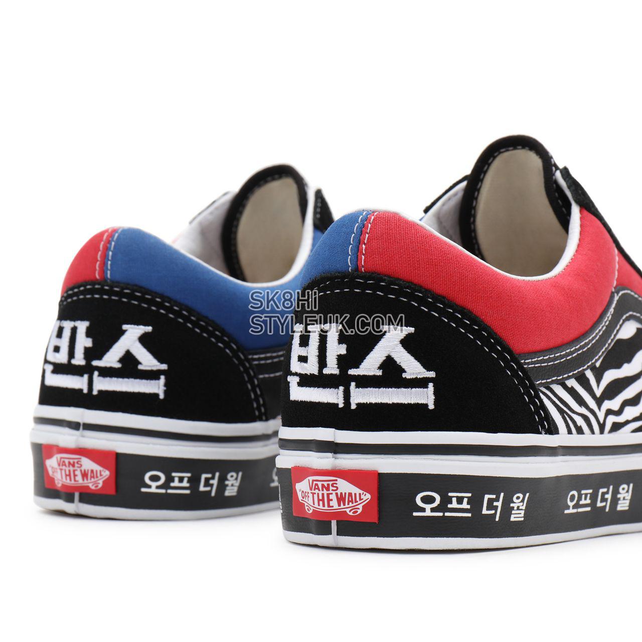 Vans Korean Typography Old Skool Black Classic Mens Womens - (Korean Typography) racing red/true blue VN0A38G19HW Shoes